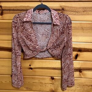 Paisley Print Cropped Blouse